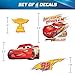 Disney Pixar Cars Decals - Set of 4 Lightning McQueen Vinyl Stickers for Car Laptop Computer Kids Water Bottle Outdoor Waterproof