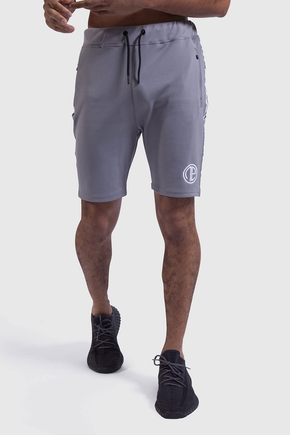 One Athletic Firestone Men's Poly-Tricot Short, Small, Grey/White