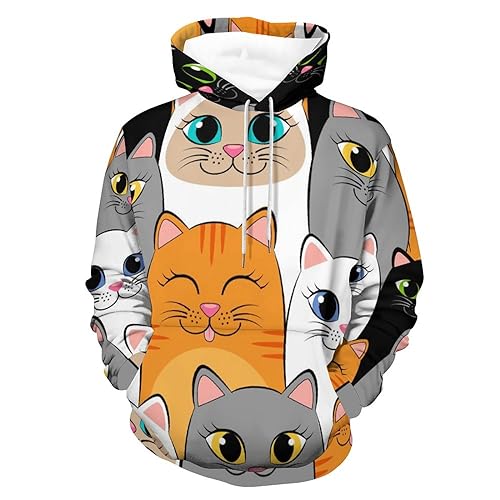 Hoodie chat gris et blanc vêtement décontracté pour week-end cocooning