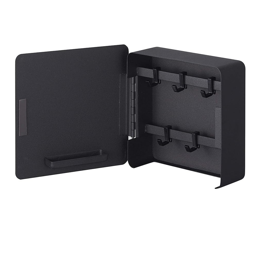 Armoire à clés magnétique en métal noir et porte-clés mural multi-usage