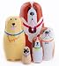 Moonmo 5pcs Beautiful Animal Handmade Wooden Russia Nesting Dolls Gift Russian Nesting Wishing Dolls Matryoshka Traditional
