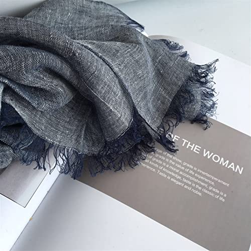 Pure Color Linen Infinity Scarf for Women & Men Lightweight Unisex Bib All-Match Shawl Neck Warmer, 52x190cm (Color : Retro Blue, Size : 52x190cm)4