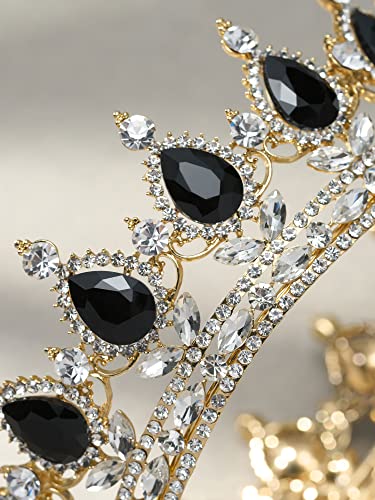 SWEETV Corona di con cristallo nero per