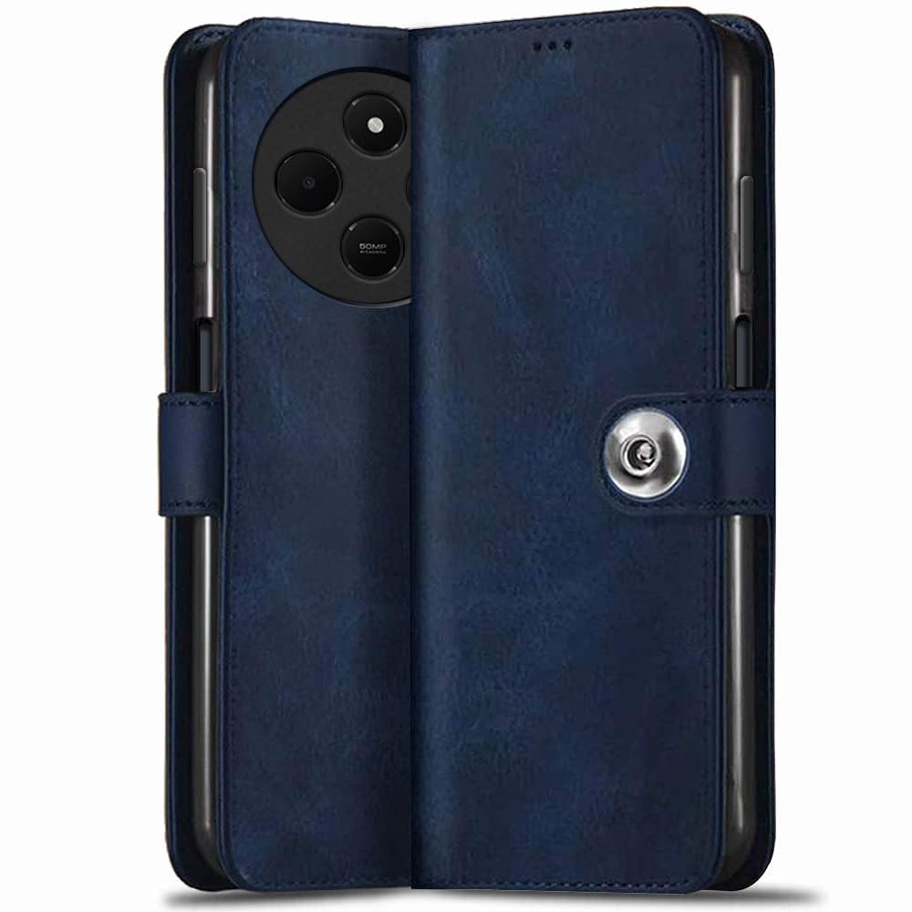 TheGiftKart Genuine Leather Finish Flip Back Cover Case for Mi Redmi A4 5G / Redmi 14C 5G / Poco C75 5G / Poco M7 5G | Inbuilt Pockets & Stand | Designer Button Magnet Flip Cover (Faux Leather, Blue) TheGiftKart Genuine Leather Finish Flip Back Cover Case for Mi Redmi A4 5G / Redmi 14C 5G / Poco C75 5G / Poco M7 5G | Inbuilt Pockets & Stand | Designer Button Magnet Flip Cover (Faux Leather, Blue)