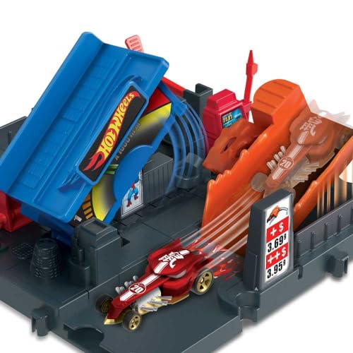 Image of Hot Wheels City Gas Station Playset with 1 Car, Connects to Other Sets, Car-Activated Features, Track Play Details, Gift for Kids