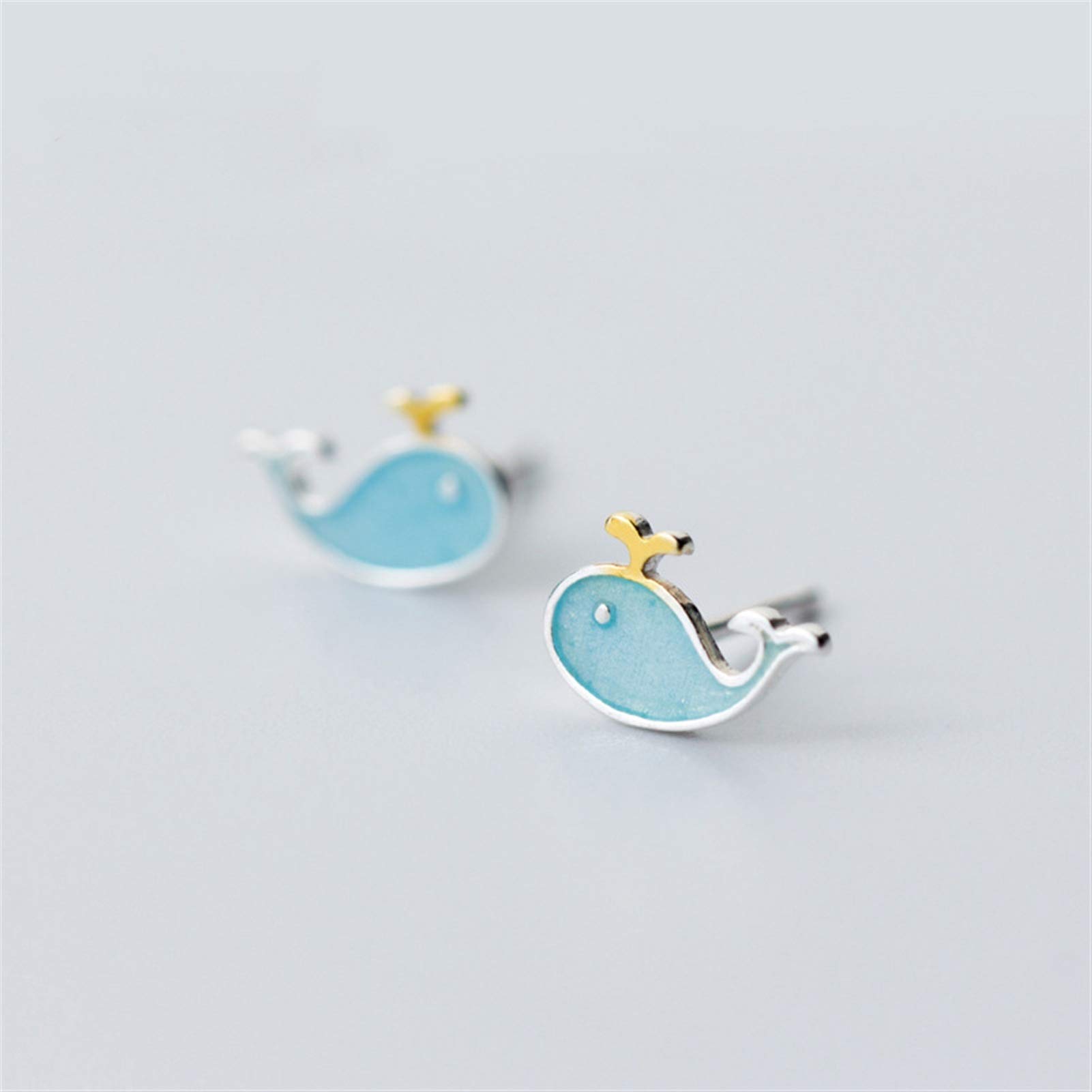 Piccoli orecchini a bottone a forma di barca a vela in argento sterling, taglio diamante da 3/8. - Italia