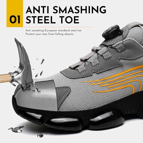 Image of Steel Toe Work Sneakers for Men Women Lightweight Comfortable Industrial & Construction Work Safety Shoes