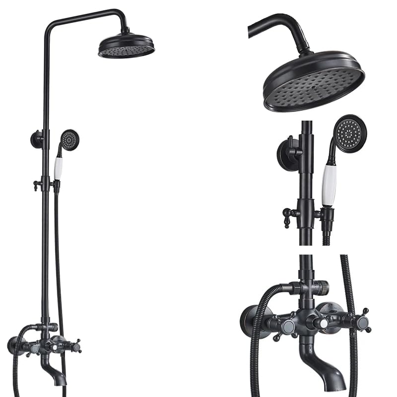 Fauce de douche rouqueur poucheur murau colonne et pommeau de douche noir complet
