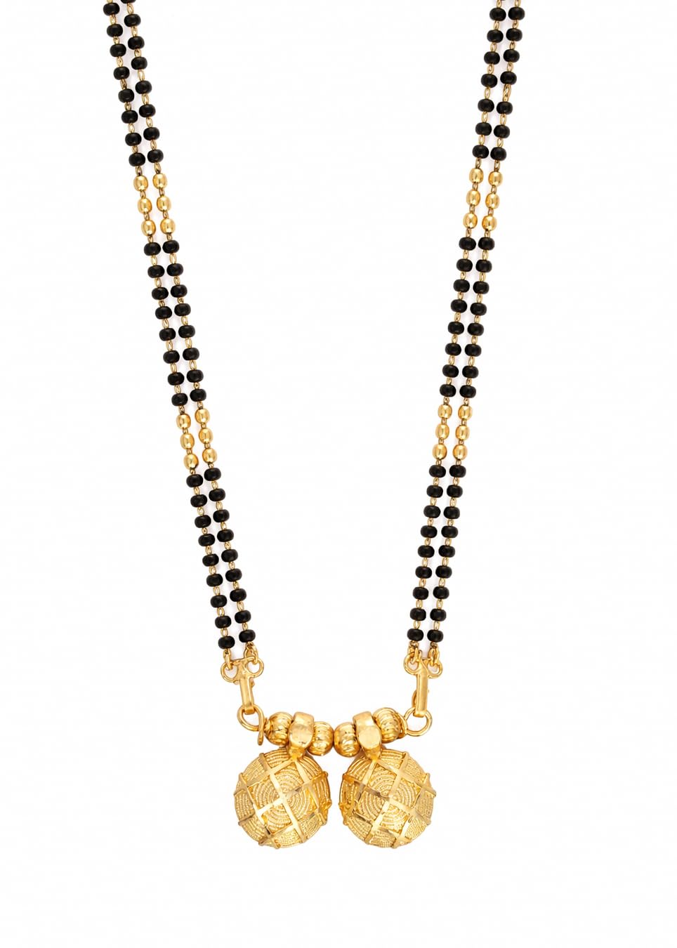 Designer 22K Gold Plated Chain Black Beads Mangal Sutra Tali/Tanmaniya/Nallapusalu/Mangalsutra for Women