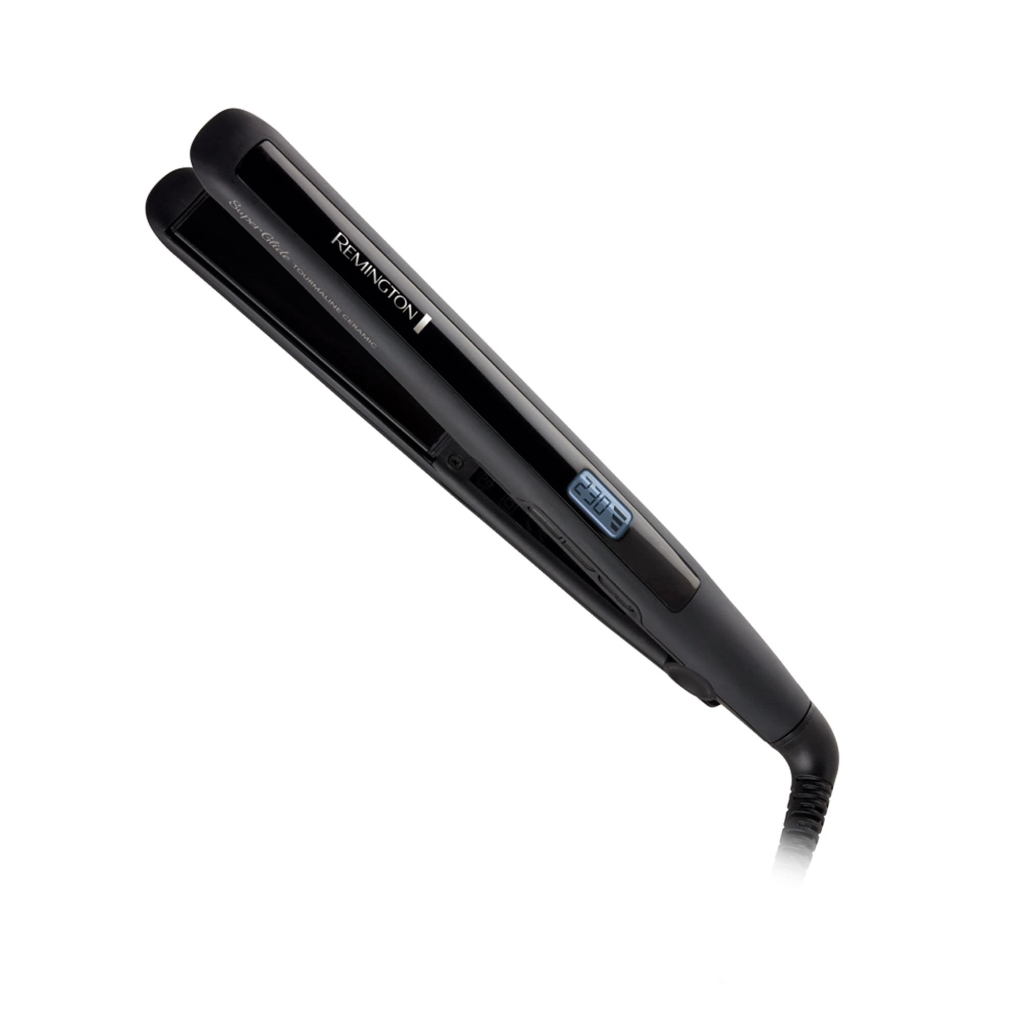 Remington Super Glide Ceramic Hair Straightener, S5501AU, Digital Heat Settings Up to 230°C + LCD, 15 Second Fast Heat Up, 110mm Tourmaline Ceramic Plates Prevent Frizz, Black
