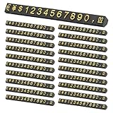 PATIKIL 20er Set Preiswürfel Verstellbarer Preisschildständer Abnehmbarer Zahlen-Buchstaben-Aufsteller Dollar-Block-Set Für Schmuckgeschäfte Ladenschilder (Schwarz/Gold, L)