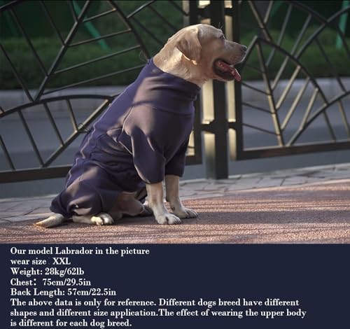 Gemütlicher Polarfleece-Mantel für Hunde, Ganzkörperjacke mit vier Beinen, verstellbarer Overall mit Reißverschluss, Winterkleidung, ideal für Haustiere, mittelgroße und große Hunde, Marineblau-S