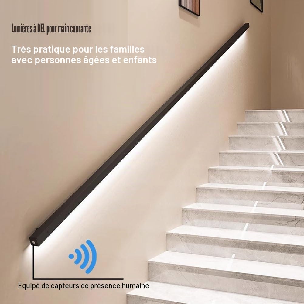 Illuminazione a LED con sensore Mot, illuminazione sicura per interni e corridoi, a risparmio energetico, design slish, ideale per uso domestico e ufficio.