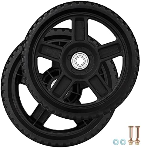 Lawn Mower Wheels 8 Inch 2 Pack for Push Mower Plastic Wheel Set Fits Most Standard Mowers Includes Bolts Nuts Washers