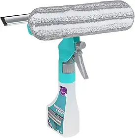 Mop Limpa Vidros Spray 3 em 1, Pulverizador, Esfregão e Rodo, Borrifa, Limpa e Seca