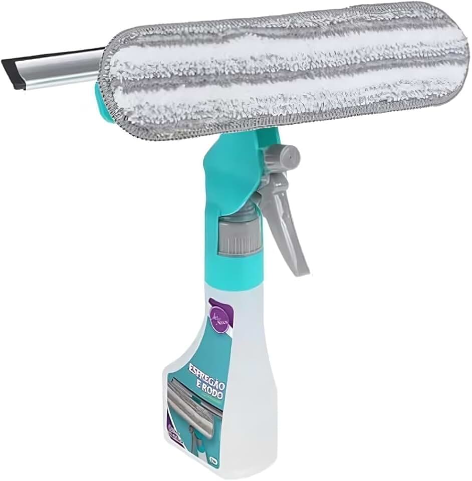 Mop Limpa Vidros Spray 3 em 1, Pulverizador, Esfregão e Rodo, Borrifa, Limpa e Seca