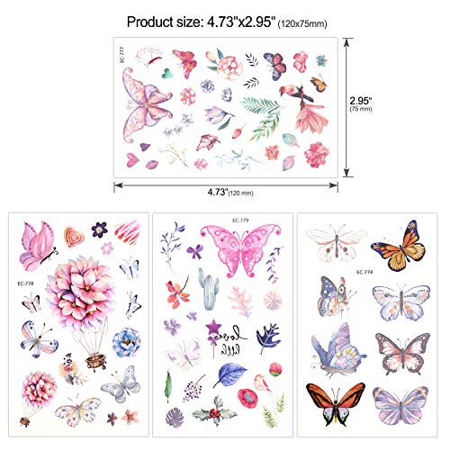Konsait Kids Tattoos Butterfly Temporary Tattoos Sticker For Girls Children's Birthday Party Bag Filler Gift Idea Party Favors, 154 Pcs Kids Unicorn Butterfly Flower Girls Tattoos #TOP3