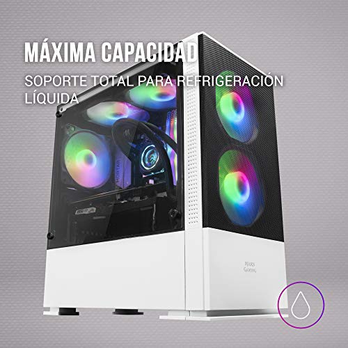 Caja PC Micro-ATX Mars Gaming MCZ blanca con dos ventiladores FRGB y frontal mesh 4