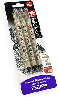 Sakura Pigma Micron - Pigment Fineliner Pens - 0.3/0.5mm/Graphic - Black Ink - Blister Pack of 3