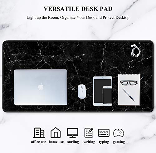 Image of Auhoahsil Large Mouse Pad, Full Desk XXL Extended Gaming Mouse Pad 35 inch X 15 inch, Waterproof Desk Mat with Stitched Edges, Non-Slip Laptop Computer Keyboard Mousepad for Office and Home, Marble Design
