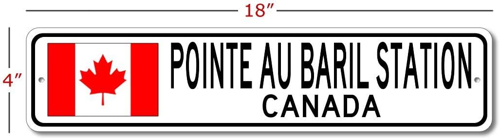 Pointe Au Baril Station, Canada - Canadian Flag Street Sign - Metal Flag Sign, Home Decor, Personalized Sign, Man Cave Street Sign, Canada City Sign - 4x18 inches image 2