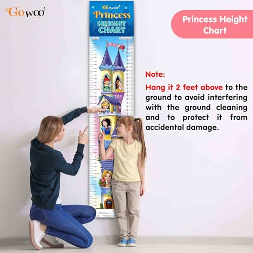 Image of GO WOO Life Cycle Chart and PRINCESS HEIGHT CHART | Set of 2 charts 1 Educational + 1 Height Chart | Dive into the combo Life Cycle Chart and Princess Height Chart