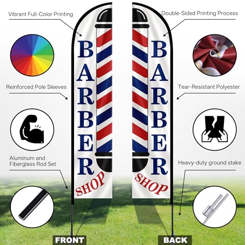 Image of MASTERCANOPY 15FT Tall Barber Feather Flag Pole Kit White