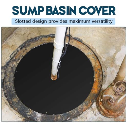 Image of 20.5 Inch Sump Pump Cover Plastic Submersible Sump Basic Cover Black Septic Tank Lid for Water Pump Basin Bucket Outdoor Well(Hole)
