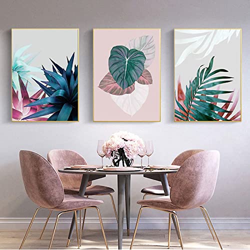 Decoración de pared dsdsgog con pósteres abstractos de hojas de 40x50cm x 3