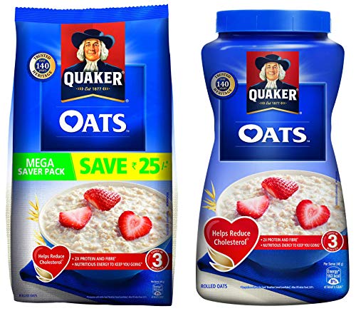 Image of Quaker Oats, 1.5kg Pack + Quaker Oats, 1kg Jar