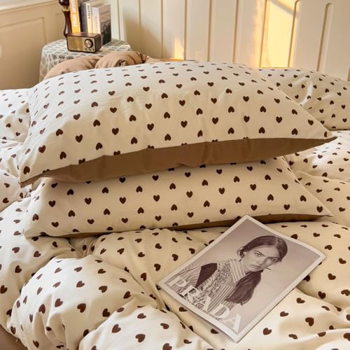 Housse de couette en microfibre imprimé cœurs pour une chambre d'ado cosy