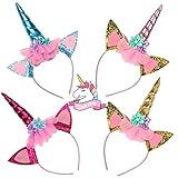 MULTIFUNCIONAL - Estas lindas diademas de unicornio no solo se pueden combinar con varios disfraces de juegos de rol, sino que también son un accesorio ideal para tomar fotografías. Perfecto para muchas ocasiones, como fiestas temáticas de unicornios, fiestas de cumpleaños, fiestas de disfraces de Pascua, juegos de rol y más.