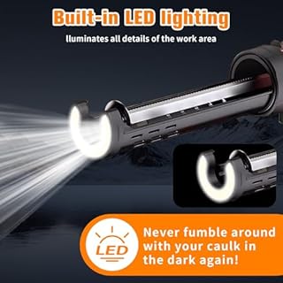 Electric Cordless Caulking Gun Compatible with Makita 18-20V Batteries, with LED Light, 4 Adjustable Speeds Silicone Gun for Filling, Sealing, Work for 10oz/300ml Cartridge