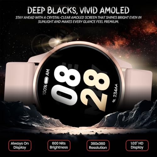 Image of PunnkFunnk Active 2 Smartwatch with 1.39 inch HD Round Display, Bluetooth Calling, Heart Rate & SPO₂ Monitor, 100+ Sports Modes, IP67, Long Battery Life for Men & Women (Pink)