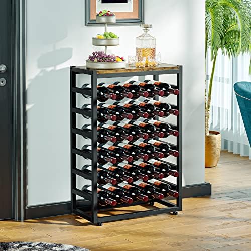 YOLEO Wine Rack Free Standing 6-Tier 30 Bottles Wine Holder Display Storage Shelves with Metal Frame and Table Top for Home, Kitchen, Pantry, Wine Cellar (L59x W30x H88cm)