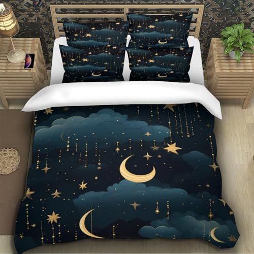 Parure de lit ciel nocturne étoilé en microfibre premium douce 140x200