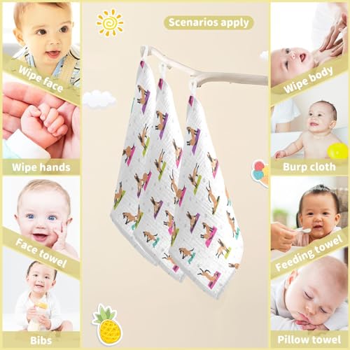 Image of vvfelixl Baby Cotton Washcloths Belgian Malinois Yoga Infants Bath Towel for Unisex Face Towels for Newborn, Natural Baby Wipes Delicate Skin, 11.8 X 11.8 inch, one sizex3