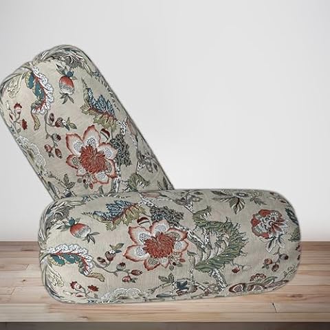 Trance Home Linen 100% Cotton Bolster Cover Set | 16x32 Inches | 144TC | Dewan Round Pillow Covers Only | Bed Side Long Pillow Case | Soft and Comes with Adjustable tie Cover