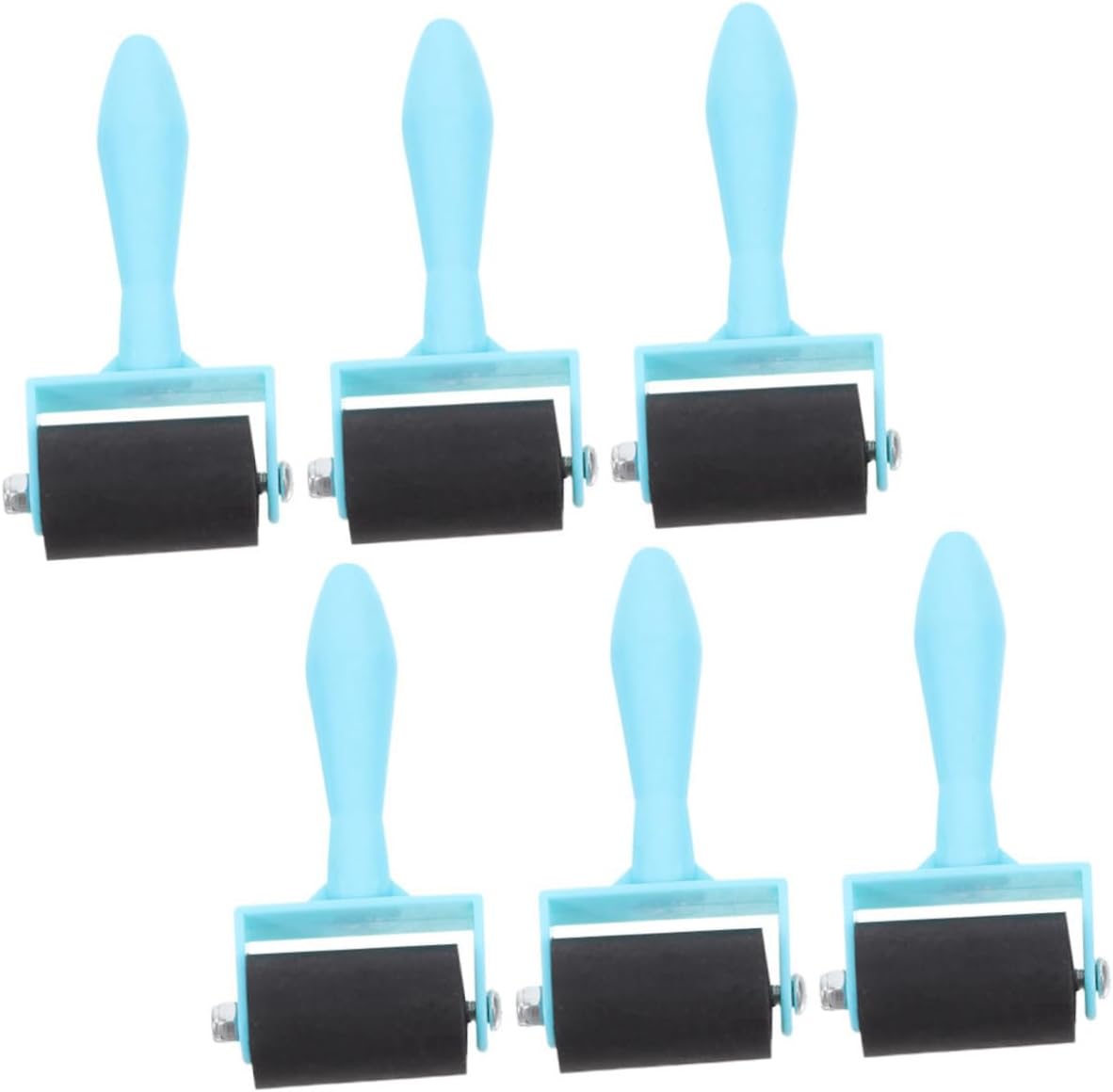 KALLORY 6Pcs Friendly Printmaking Brayers with Ergonomic Handles for Crafting Embossing and Creative Projects Aesthetic Rubber Rollers for Art Kits