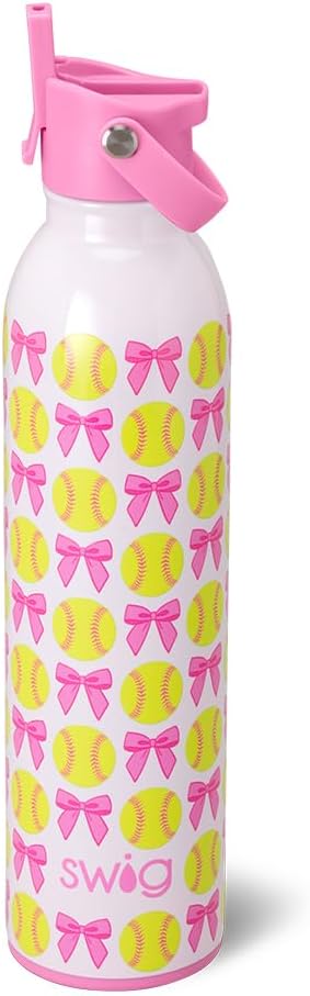 Swig Life 20oz Insulated Water Bottle, Travel Water Bottle with Straw and Lid, Cup Holder Friendly, Stainless Steel (Shimmer Ballet)