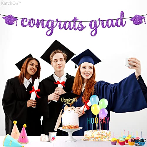 Image of KatchOn, Glitter Congrats Grad Banner Purple - 10 Feet, No DIY, Graduation Banner | Graduation Decorations 2026, Congratulations Backdrop, 2026 Graduation Party Decorations | Graduation Backdrop
