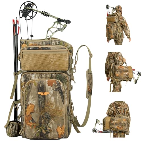 NEW VIEW Bow Hunting Backpacks for Men, Archery Backpack for Tree Saddle Hunting, Convertible Compound Bow Backpack with Weapon Compartment and Bow Holder
