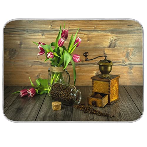 Vvfelixl G64226877P523C558S1113 Coffee Mat Retro Still Life Drying Mat Coffee Cup Spill Mats Microfiber Coffee Maker Mat thumb #1