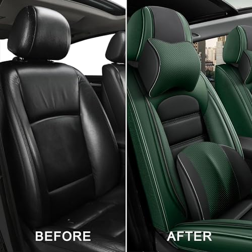 Image of Deluxe Front Covers for Volkswagen Golf SportWagen 2015-2019, Black-Green
