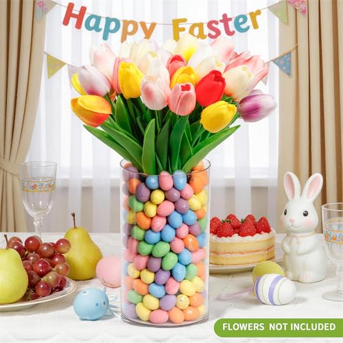 Image of ALFEVA Easter Decorations-Vase in Vase and Approx 100pcs Easter Eggs Filler, Vaseset Ready to Display,Spring Decorations for Home Table (No Flowers)