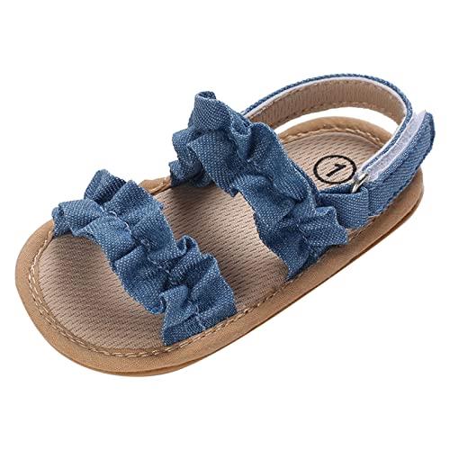 Kids Summer Shoes Girls Sandals Flat Bottom Non Slip Open Toe Solid Color Cloth Pleated Upper Cute And Comfortable