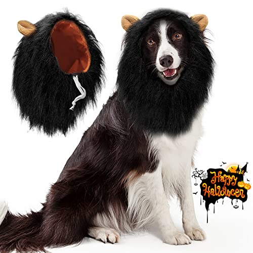 Vivifying Lion Mane For Dog, Adjustable Halloween Dog Lion Costume Wig With Ears For Medium And Large Dog Dress Up (Black) #TOP7