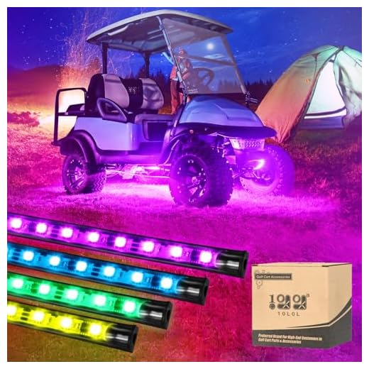 10L0L Golf Cart Multicolor Underglow LED Strip Neon Lights Kit 13 Modes Music Activated Wireless Remote Control Waterproof Flexible Tubes for EZGO Club Car Yamaha All Golf Carts (12V-65V Input)