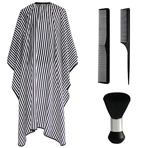 Flagsky Barber Cape 57x65 inch and Neck Duster Hair Comb Set Haircut Hairbrush and Salon Hairdresser Cape with Adjustable Snap Closure Extra Long Cape 145x165cm Perfect for Hairstylists and Barbers