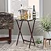 Linon Home Decor Tray Table Set, Faux Marble, Brown